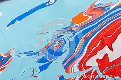 Liquid marbling acrylic paint background. Fluid painting abstract texture Stock Photo