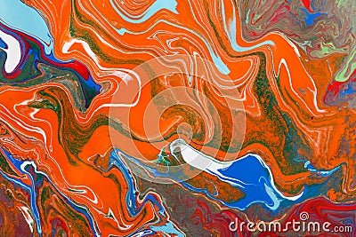 Liquid marbling acrylic paint background. Fluid painting abstract texture Stock Photo