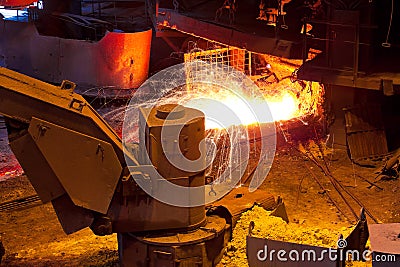 Liquid metal from blast furnace Stock Photo