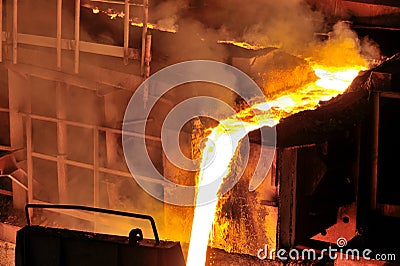 Liquid metal from blast furnace Stock Photo