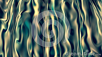 Liquid metallic surface. 3D abstract mercurial object. Fluid mercury swirl. Wavy organic smooth shape Cartoon Illustration