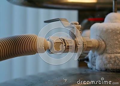 Liquid nitrogen valve Stock Photo