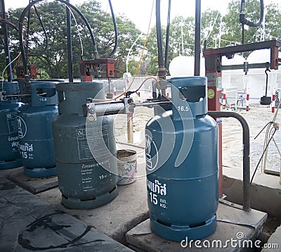 Gas tank Refill on Liquid propane gas station Editorial Stock Photo