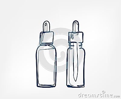 Liquid serum cosmetics jars line art sketch outline isolated design element cosmetics vector Stock Photo