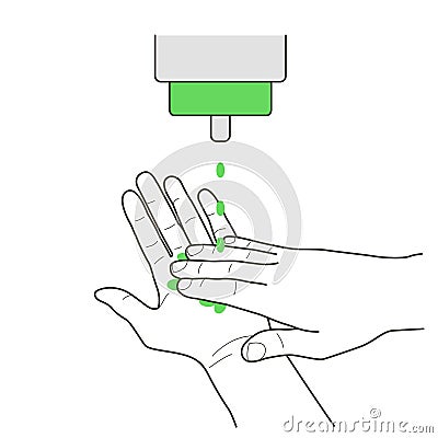 Liquid soap appling, vector sign Vector Illustration