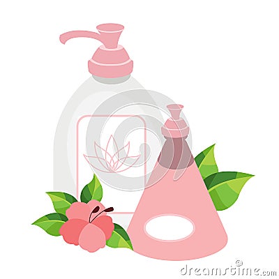 Liquid soap, cleaning products for hands and face, bubbles for personal hygiene Stock Photo