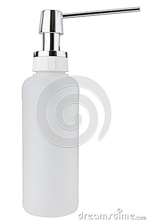 Liquid soap dispenser bottle made of white plastic Stock Photo