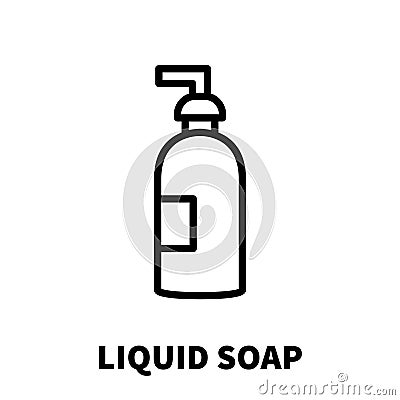 Liquid soap icon or logo in modern line style. Vector Illustration
