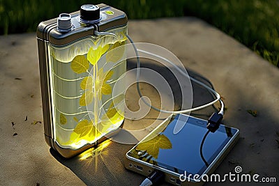 Liquid solar flexible charger portable device of the future giving unlimited power illustration generative ai Cartoon Illustration