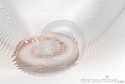 Liquid with splashes from a fallen object on the bowl of a three-dimensional mathematical function Cartoon Illustration