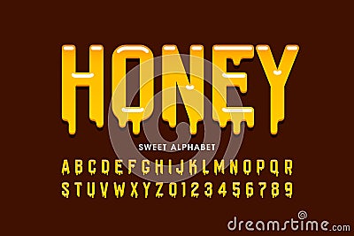 Liquid sweet honey font Vector Illustration