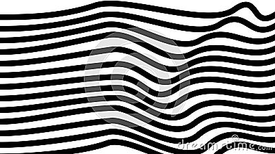 Black and white wavy lines pattern. Optical art background. opart striped. Modern waves, geometric line stripes Vector Illustration