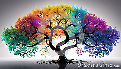 Liquidity Tree: A Glowing Kaleidoscope of Colors Stock Photo