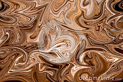 Liquify Abstract Pattern With Brown, White And Grey Graphics Color Art Form. Digital Background With Liquifying Flow Stock Photo