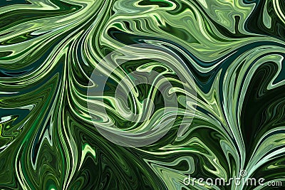 Liquify Abstract Pattern With DarkGreen, ForestGreen And OliveDrab Graphics Color Art Form. Digital Background With Liquifying Stock Photo