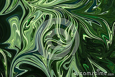 Liquify Abstract Pattern With DarkGreen, ForestGreen And OliveDrab Graphics Color Art Form. Digital Background With Liquifying Stock Photo