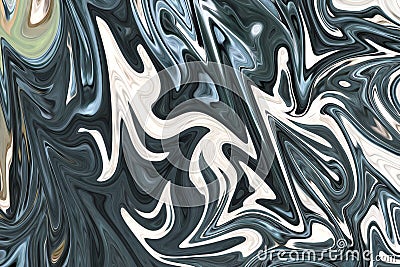 Liquify Abstract Pattern With Green, Grey, Brown And Black Graphics Color Art Form. Digital Background With Liquifying Flow Stock Photo