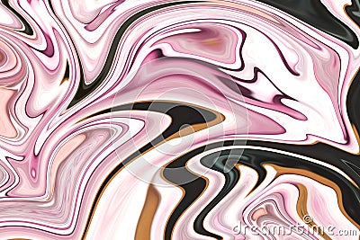 Liquify Abstract Pattern With LightPink, Coral, Black And Brown Graphics Color Art Form. Digital Background With Liquifying Flow Stock Photo
