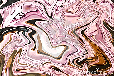Liquify Abstract Pattern With LightPink, Coral, Black And Brown Graphics Color Art Form. Digital Background With Liquifying Flow Stock Photo
