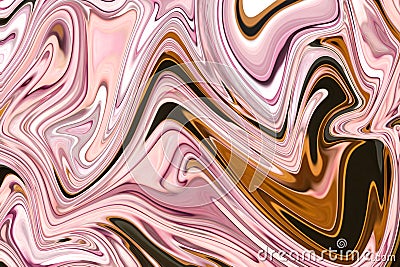Liquify Abstract Pattern With LightPink, Coral, Black And Brown Graphics Color Art Form. Digital Background With Liquifying Flow Stock Photo