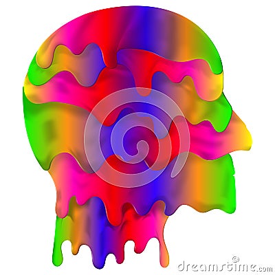 Liquify head vector. Dripping fluid in form of head in full Vector Illustration