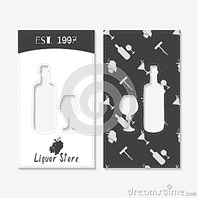 Liquor-alcohol store or bar business cards Vector Illustration