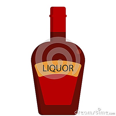 Liquor bottle alcoholic beverage flat icon Vector Illustration