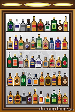 Liquor Bottles Vector Illustration