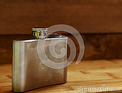 Liquor flask made of metal Stock Photo