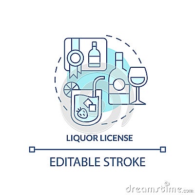 Liquor license turquoise concept icon Vector Illustration