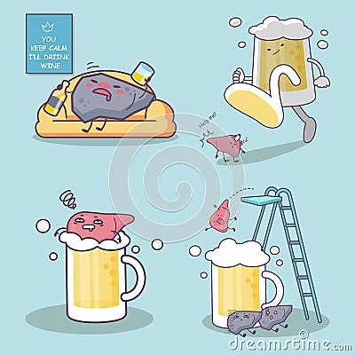 Liquor and liver Vector Illustration