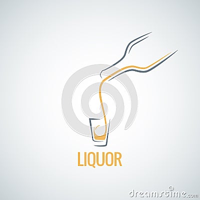 Liquor shot glass bottle background Vector Illustration