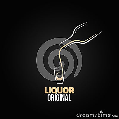 Liquor shot glass bottle design menu background Vector Illustration