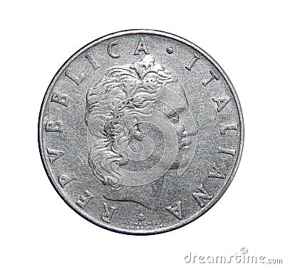 50 lire coin italy Stock Photo