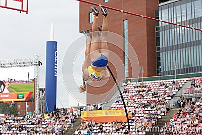 LISA GUNNARSSON SWEDEN win silver in pole vault final in the IAAF World U20 Championship Tampere, Editorial Stock Photo