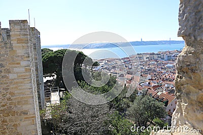 Lisbon from above the castle walls Stock Photo
