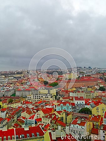 Lisbon from above - city viewwith rooftops Stock Photo