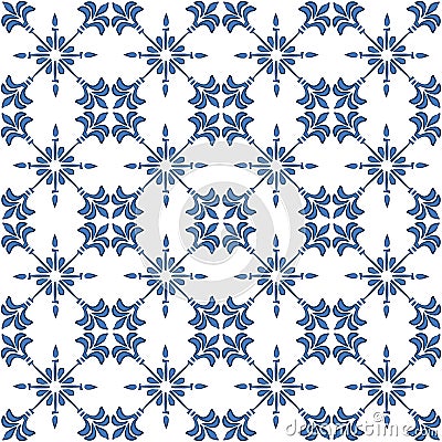 Lisbon azulejos blue pattern Vector Illustration