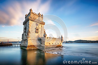 Lisbon, Belem Tower - Tagus River, Portugal Stock Photo