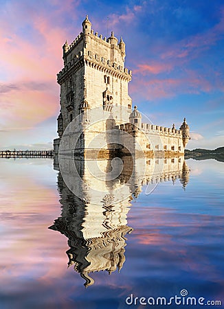 Lisbon, Belem Tower - Tagus River, Portugal Stock Photo