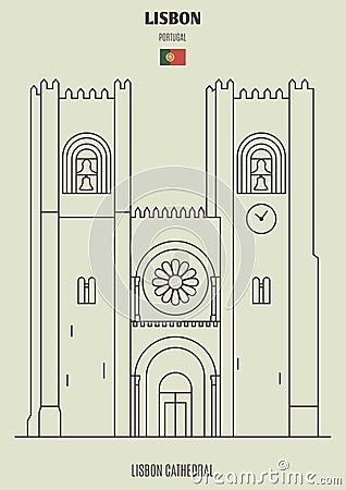 Lisbon Cathedral, Portugal. Landmark icon Vector Illustration