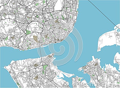 Colorful Lisbon vector city map. Vector Illustration