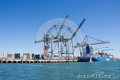 Lisbon Loading Port, Portugal: partial view Editorial Stock Photo