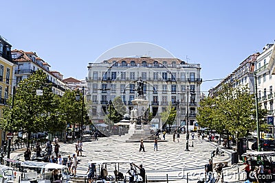 Lisbon Luis de Camoes Square Editorial Stock Photo
