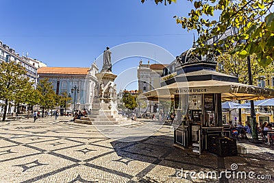 Lisbon Luis de Camoes Square Editorial Stock Photo