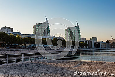 Lisbon Modern Buildings in Parque das Nacoes, Park of Nations Lisbon Expo 98 Portugal Editorial Stock Photo