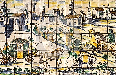 Lisbon, Portugal, ancient ceramic tile, museum Azulejo Editorial Stock Photo
