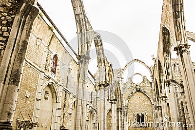 Lisbon, Portugal: Carmo church and convent ruins Editorial Stock Photo