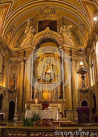 Lisbon, Portugal: chancel of Santo AntÃ³nio church Editorial Stock Photo