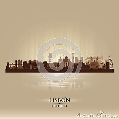 Lisbon Portugal city skyline vector silhouette Vector Illustration